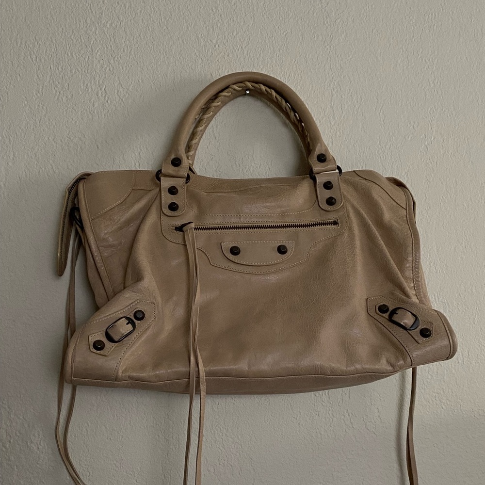 Tan Authentic Balenciaga City bag